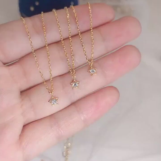 Tiny CZ Diamond Star Necklace, 18k Gold Vermeil CZ Star Necklace, Minimalist Star Necklace, Gold Star Necklace, Gift for her