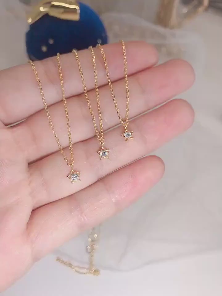 Tiny CZ Diamond Star Necklace, 18k Gold Vermeil CZ Star Necklace, Minimalist Star Necklace, Gold Star Necklace, Gift for her