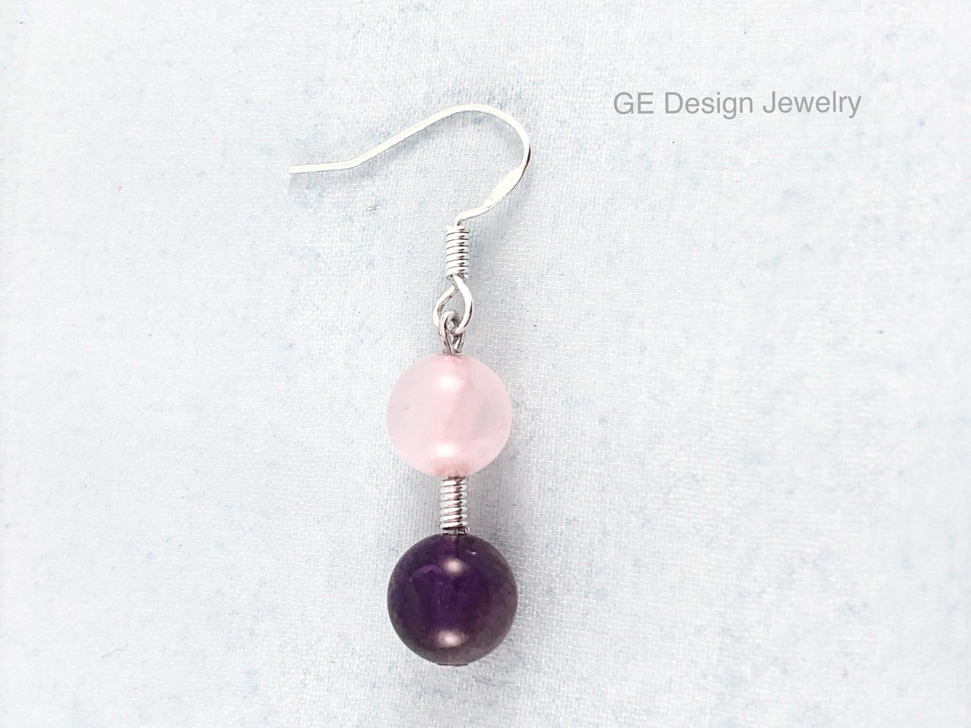 Rose Quartz & Amethyst Earrings - Sterling Silver Earrings - Dangle Earrings - Drop Earrings - Gift For Her