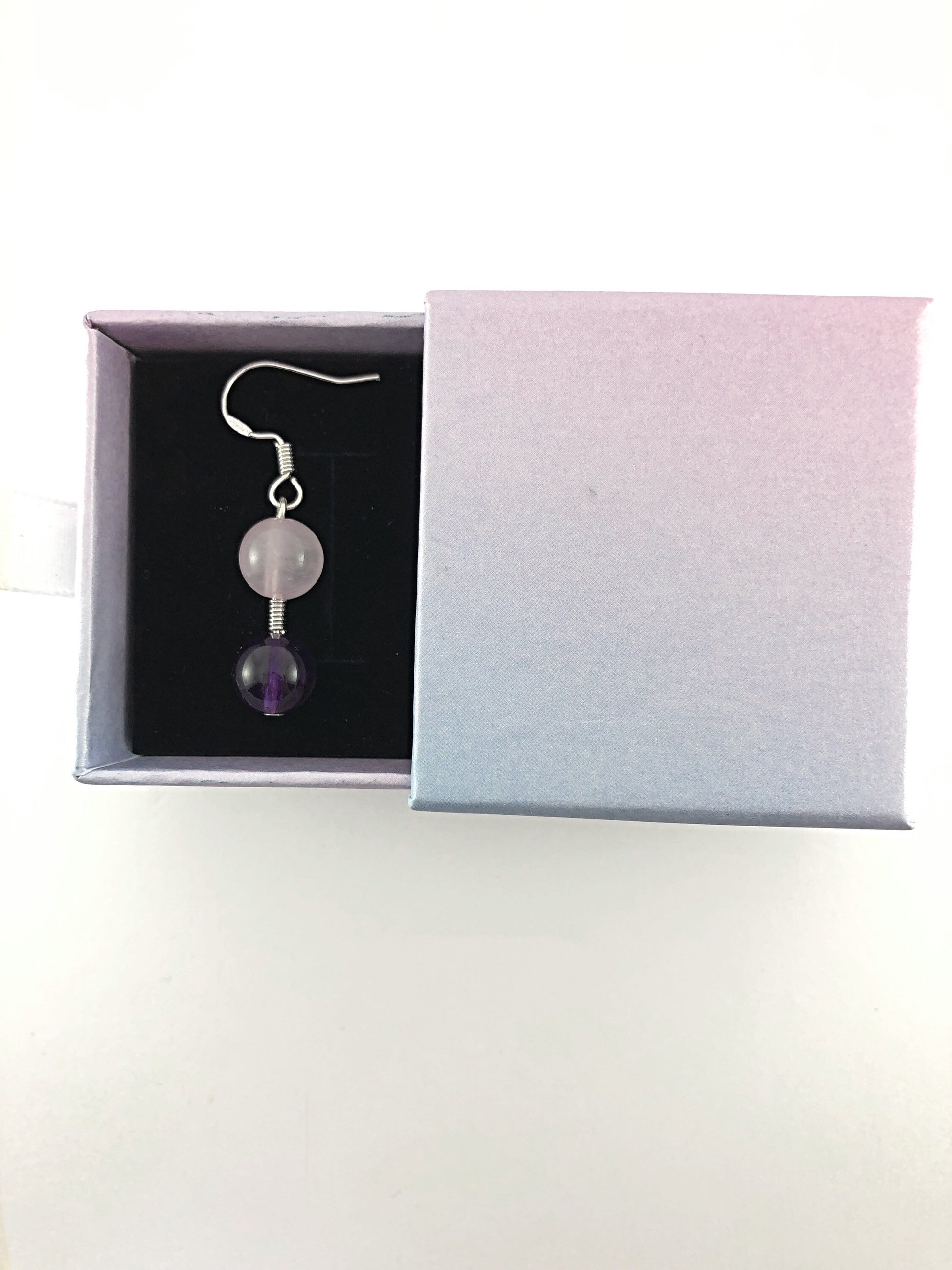 Rose Quartz & Amethyst Earrings - Sterling Silver Earrings - Dangle Earrings - Drop Earrings - Gift For Her