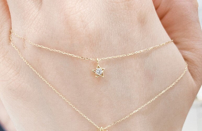 Tiny CZ Diamond Star Necklace, 18k Gold Vermeil CZ Star Necklace, Minimalist Star Necklace, Gold Star Necklace, Gift for her