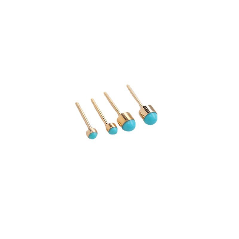 14k Gold Filled Blue Turquoise Earrings, Small Turquoise Studs, Classic Turquoise Earrings, Great for Everyday