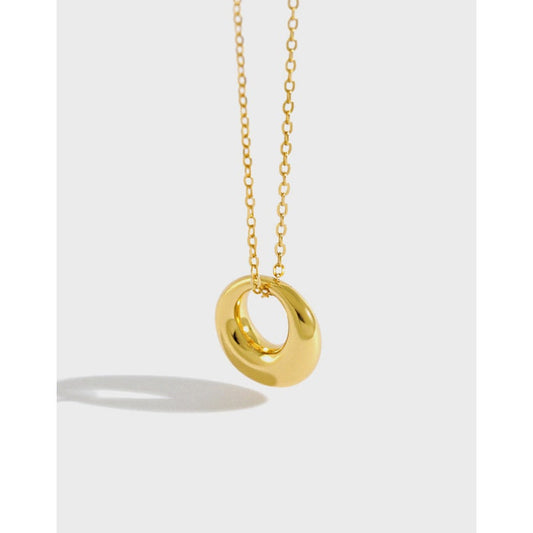 Dainty Abstract Circle Necklace, 925 Silver Olivia Necklace, Gold Curve Dome Necklace, Circle Geometry Necklace, Gift for her, GN102