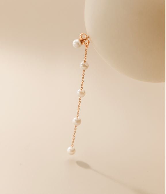 Rose Gold Vermeil Pearl Threader Dangle & Drop Earrings, Dainty Pearl Tassel Dangle Earrings, Minimalist Pearl Dangle Earrings, Gifts, GE58