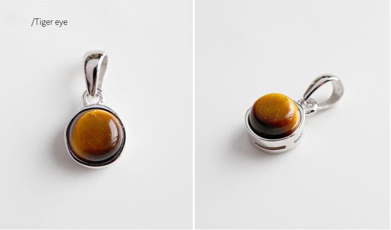 Sterling Silver Gemstone Pendant, Birthstone Pendant/Charm, Onyx Pendant/Charm, Tiger Eye Pendant, Gemstone Necklace, Birthday Gift, GN49