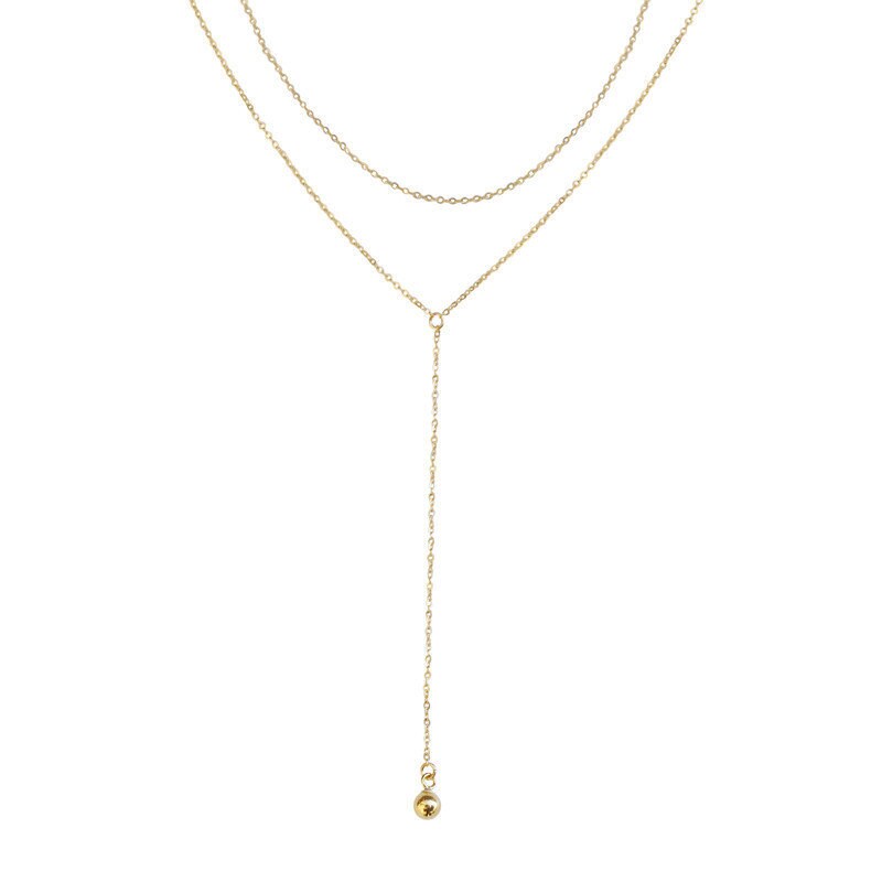 Gold Vermeil Ball Drop Double Layer Necklace, Tiny Ball Drop Necklace, Stackable Necklace, Minimalist Two Chain Necklace, Gift for her, GN69