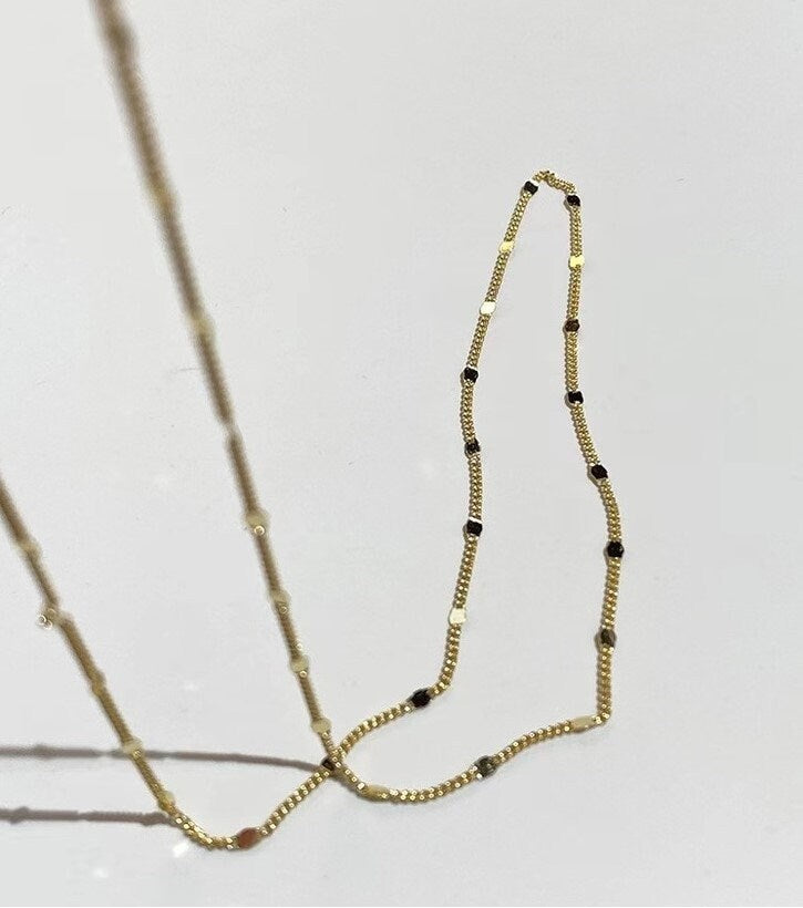 14k Gold Vermeil Chain Necklace, Glitter Chain Necklace, Gold Stackable/Layered Necklace, Minimalist Flash Necklace, Gift for her, GN72