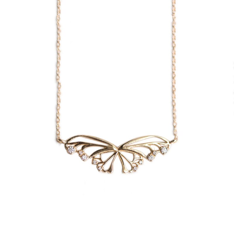 Dainty CZ Gold Butterfly Necklace, Delicate Butterfly Pendant, Gold Butterfly Necklace, Minimalist Wing Necklace, Birthday Gift for her GN71