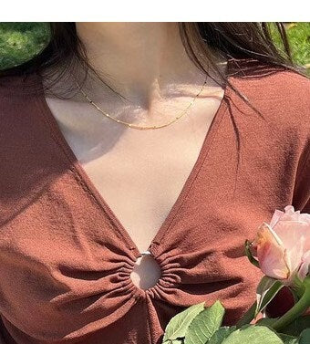 14k Gold Vermeil Chain Necklace, Glitter Chain Necklace, Gold Stackable/Layered Necklace, Minimalist Flash Necklace, Gift for her, GN72