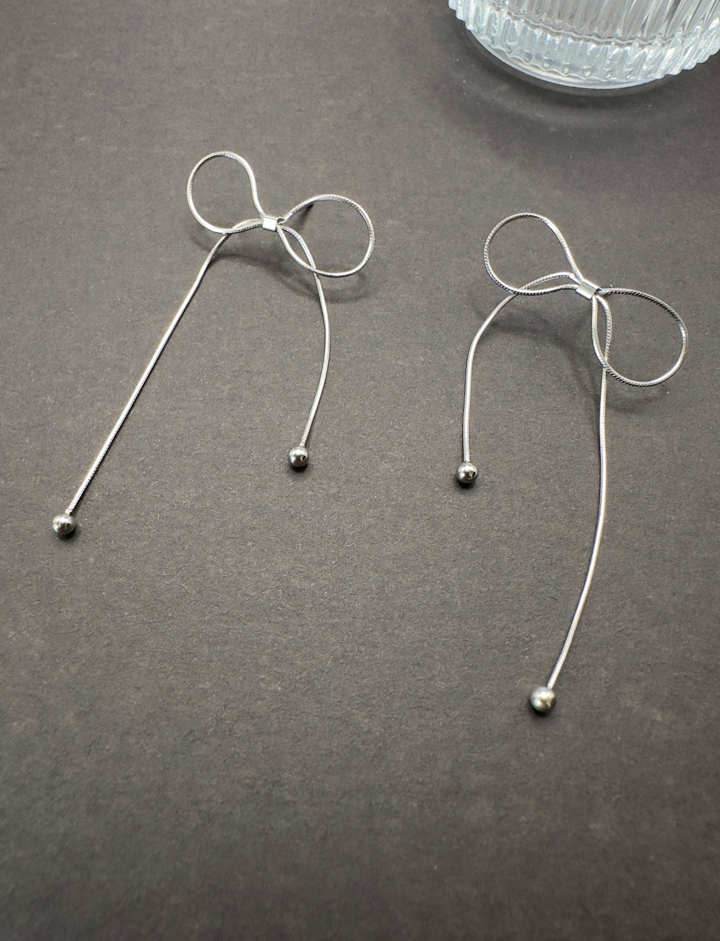 Dainty 925 Silver Bow Drop & Dangle Earrings, Silver Bow Tassel Earrings, Bow Tie Earrings, Minimalist Earring, Perfect Gift for Her, GE111
